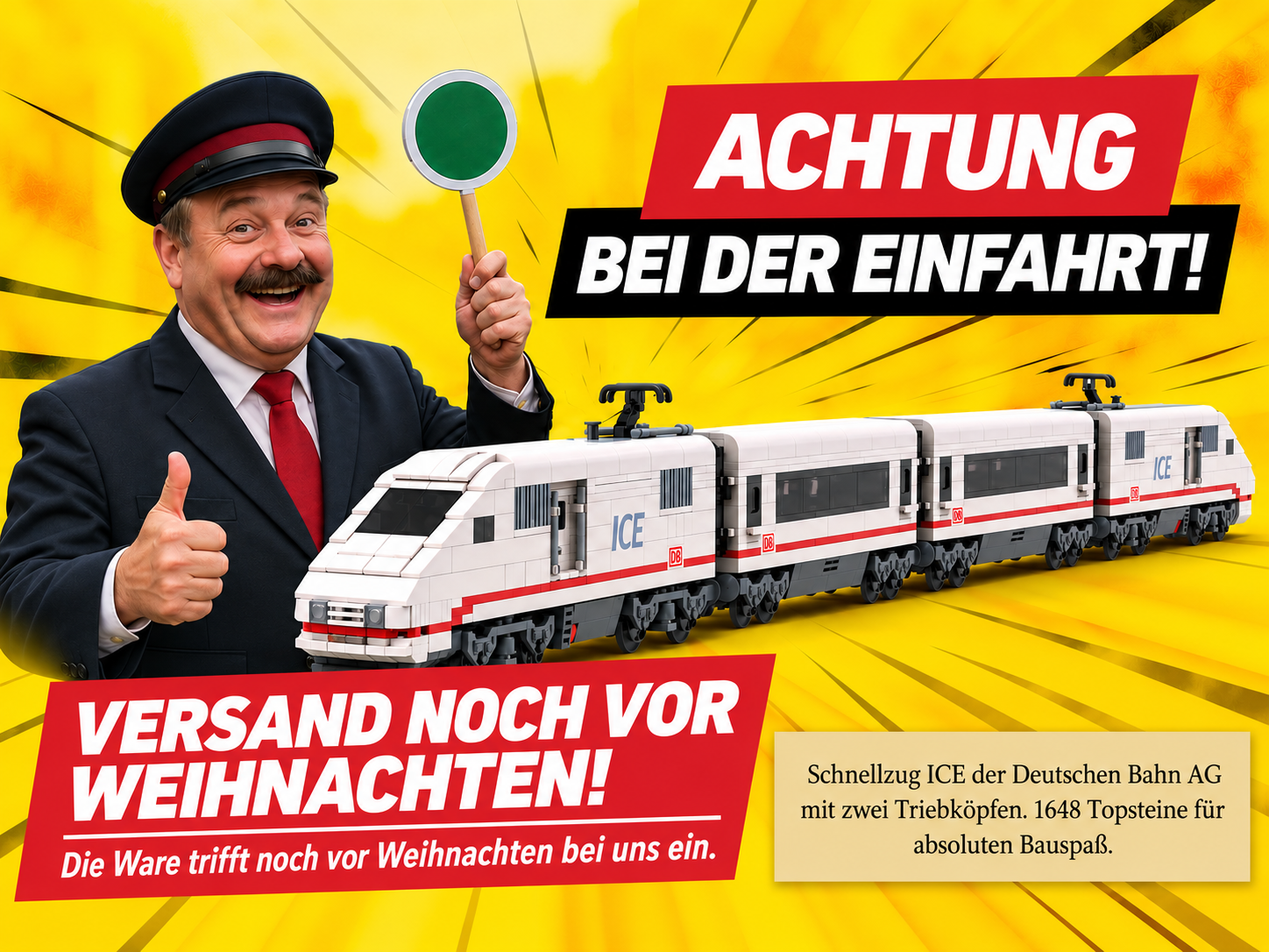 Schnellzug ICE der Deutschen Bahn AG – Versand noch vor Weihnachten